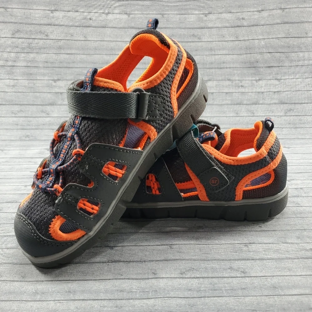 NWOT Stride Rite River Sandals‎ Strappy Toddler Boys Size 12 Gray Orange
